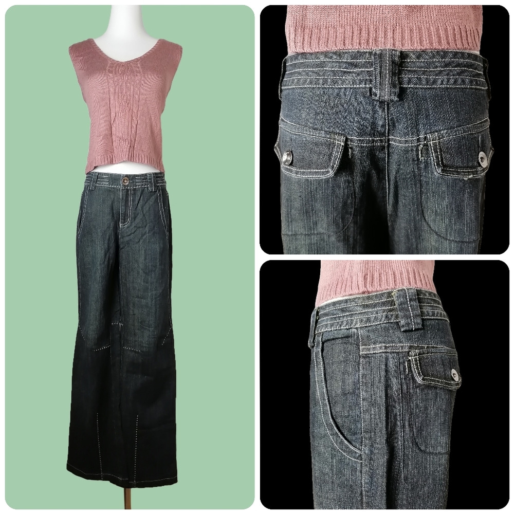 - sz:S & L, blue teal high waist straight jeans by ESBACK - Picture 4 of 8